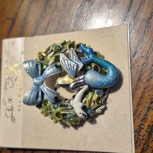 Kirks Folly RARE Mermaid Dolphin Wreath Brooch